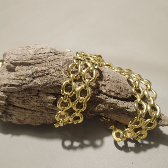 Gold Chain Size 32 Link Double Link Belt Buckle Vintage Style Adjustable Plated - Picture 9 of 10